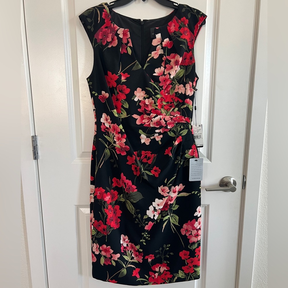 Adrianna Papell Floral Black Dress